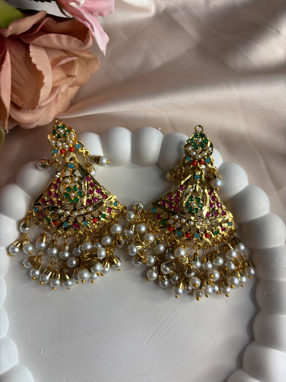 Mehr Jadau Multi stones Dangler Earrings
