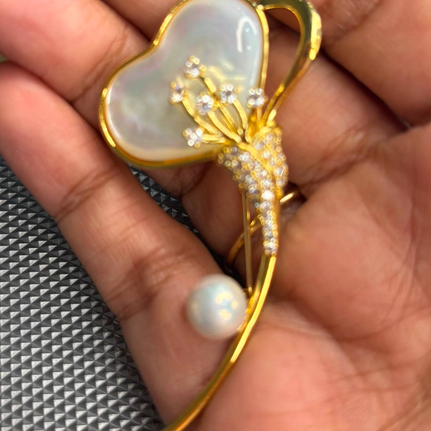 Mother of pearl flower brooch pin with sophisticated look by Bebaak Jewels