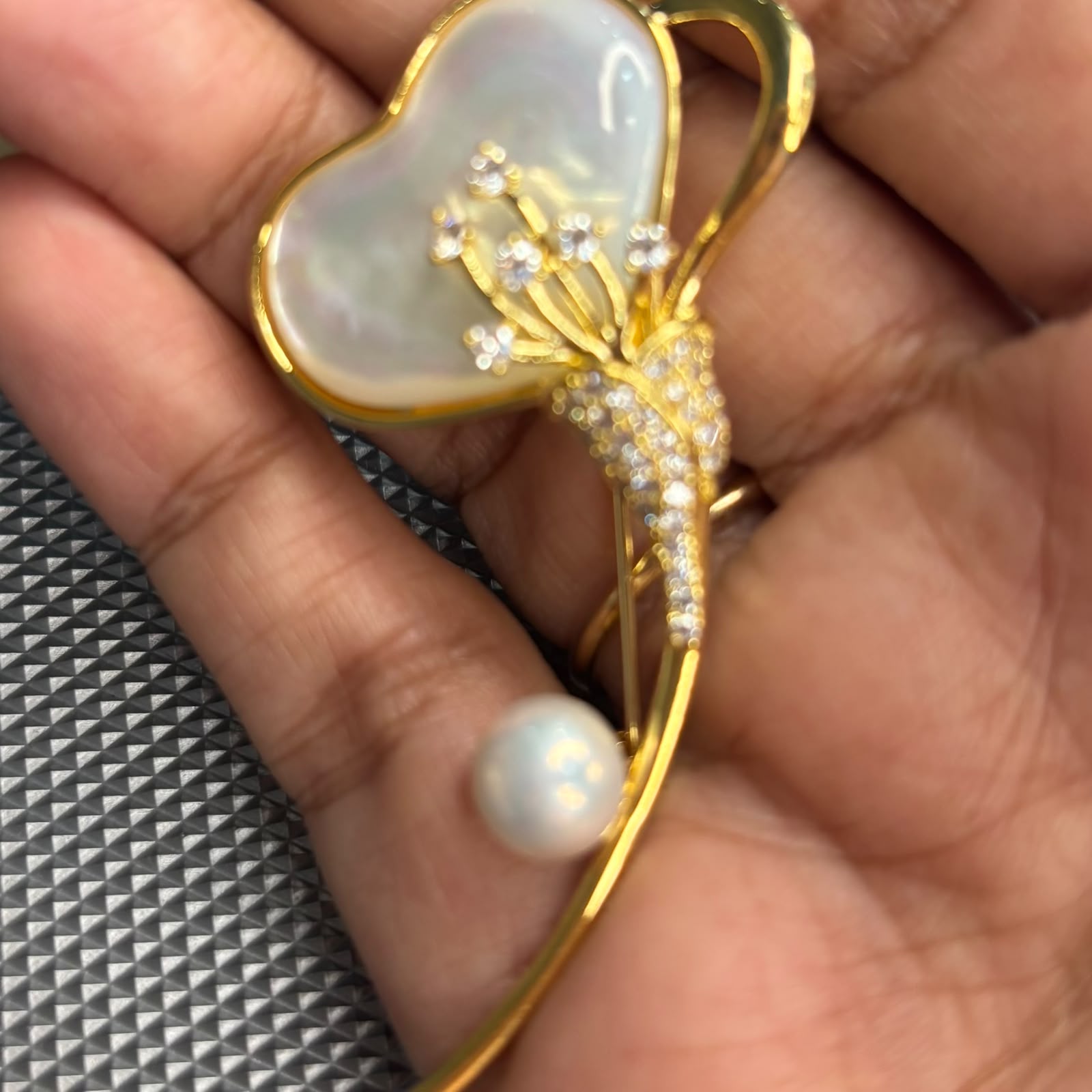 Mother of pearl flower brooch pin with sophisticated look by Bebaak Jewels