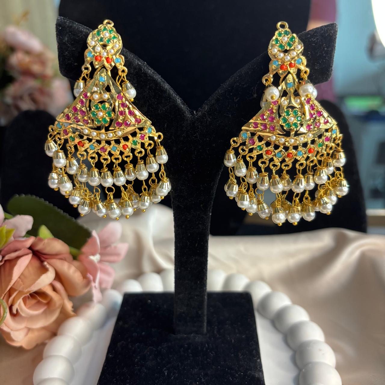 Mehr Jadau Multi stones Dangler Earrings
