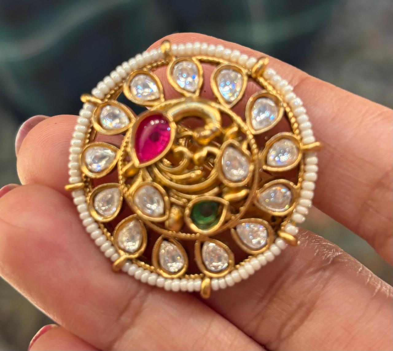 heritage kundan and pearl adjustable  finger Ring