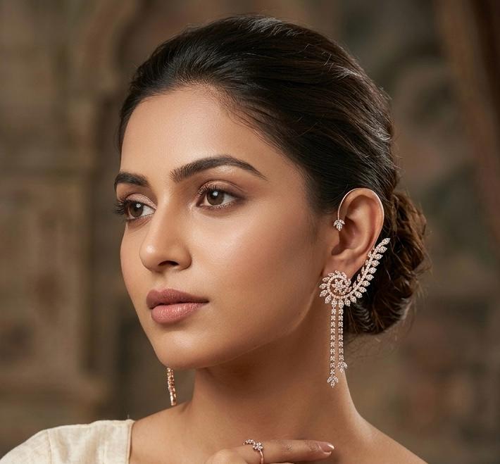  ear cuff earrings with americn diamonds.