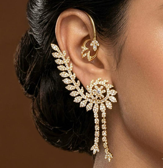 gold plated ear cuff earrings with americn diamonds.