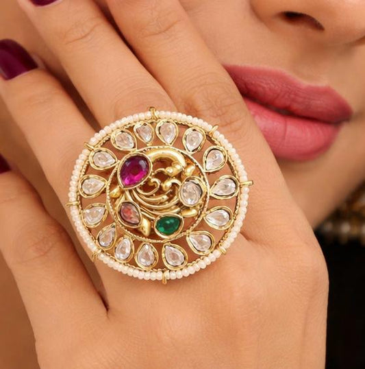 heritage kundan and pearl adjustable  finger Ring