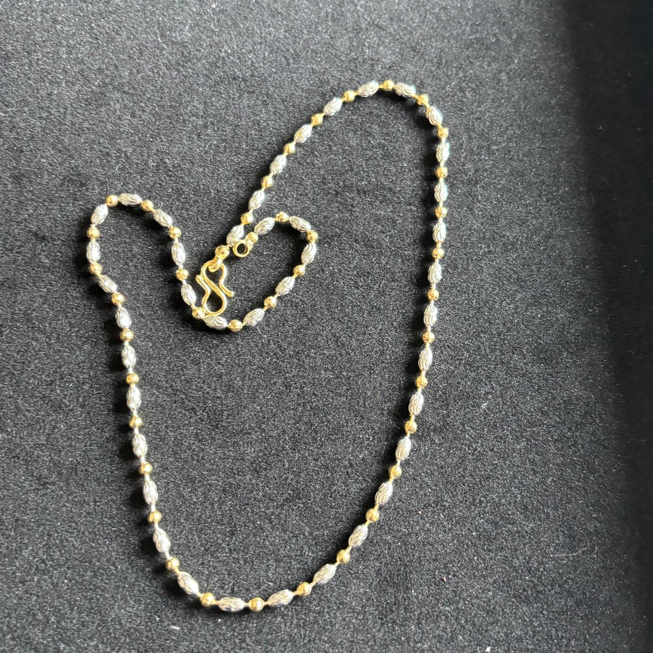 matar maala chain in gold silver bubbles