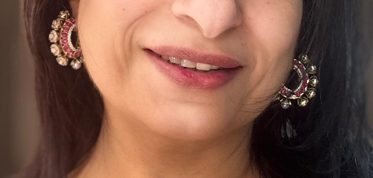 indowestern bali earing with pearls and polki