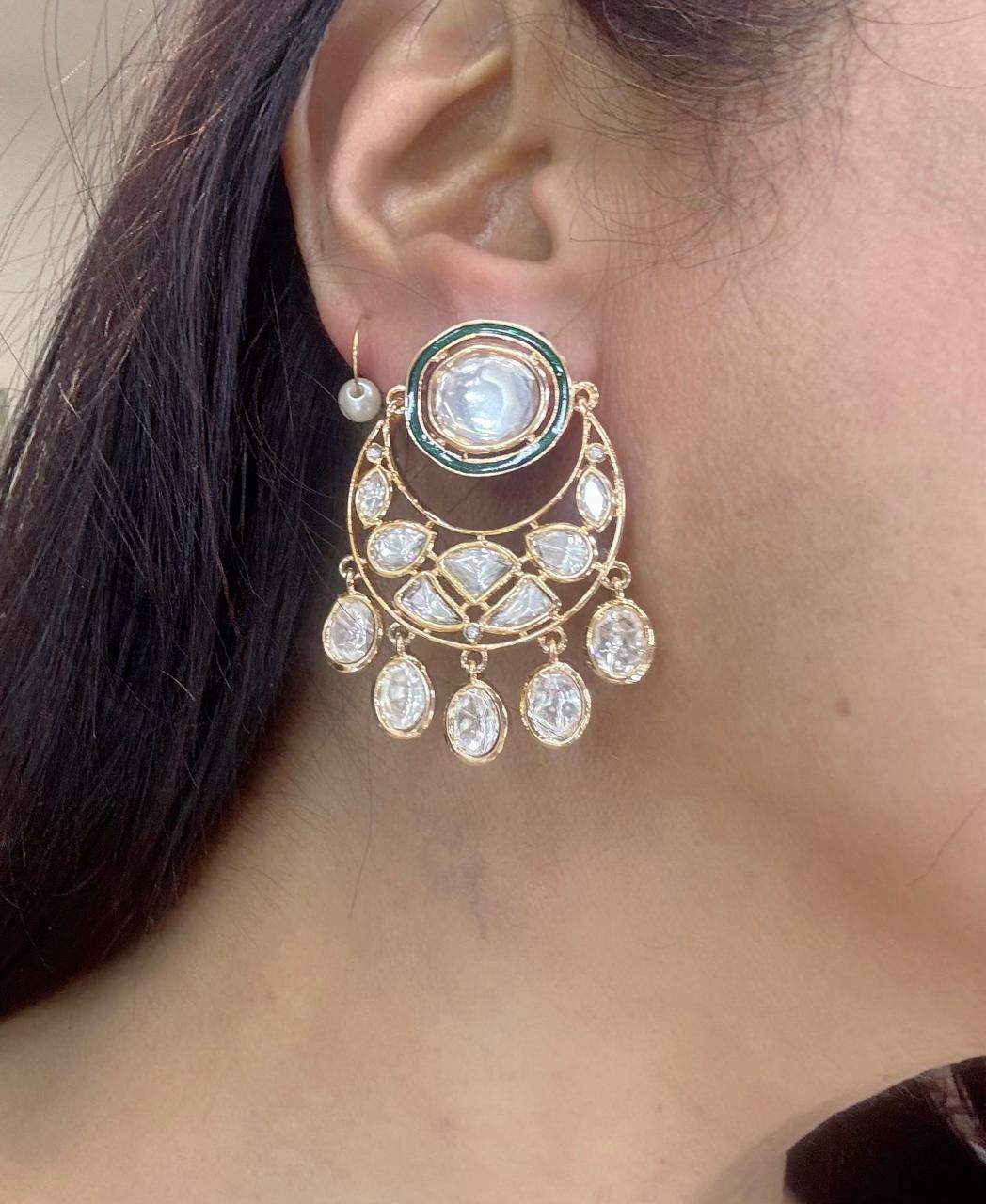 Indowestern Stud Kundan Chandbali  earrings