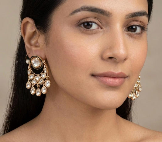 Indowestern Stud Kundan Chandbali  earrings