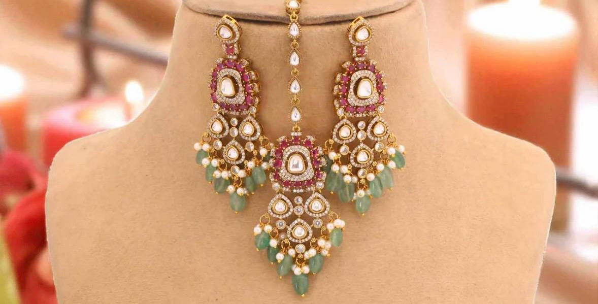 multicolor kundan diamonds victorian bridal necklace set