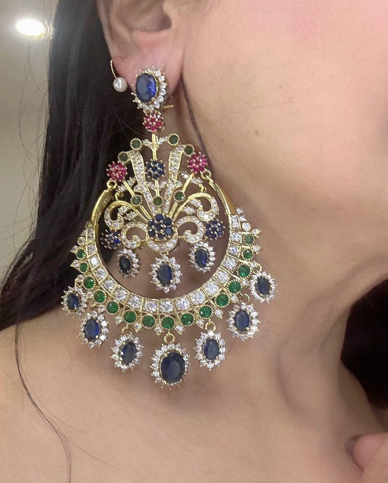 Multicolored Victorian dangler  Earrings , Bold statement  earrings